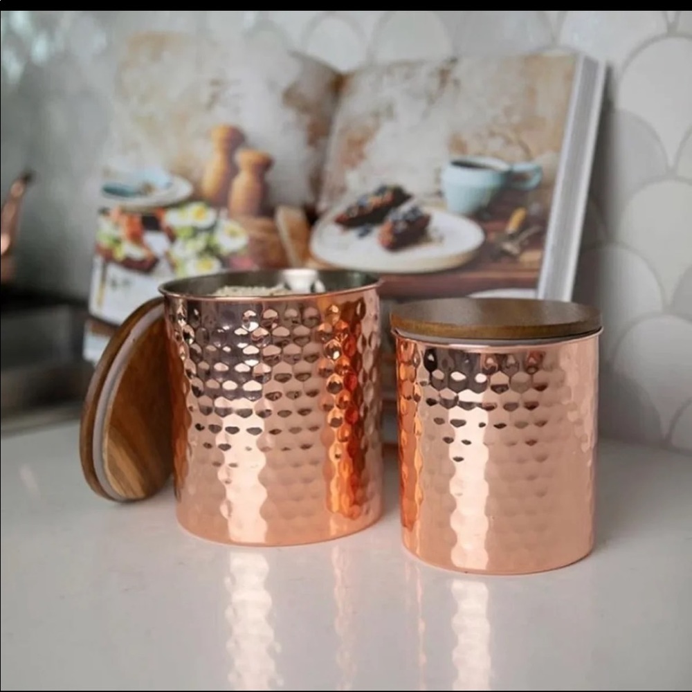 Hammered copper canisters